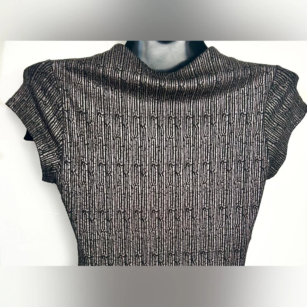 Gorgeous Stella Luce Metallic Ribbed Cap-Sleeve Midi Dress *NWOT - Picture 11 of 14